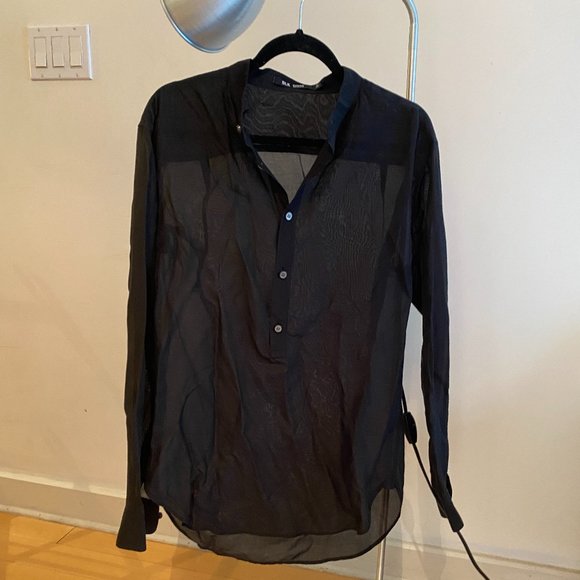 BLK DNM Oversized Sheer Tunic Shirt - Picture 1 of 5